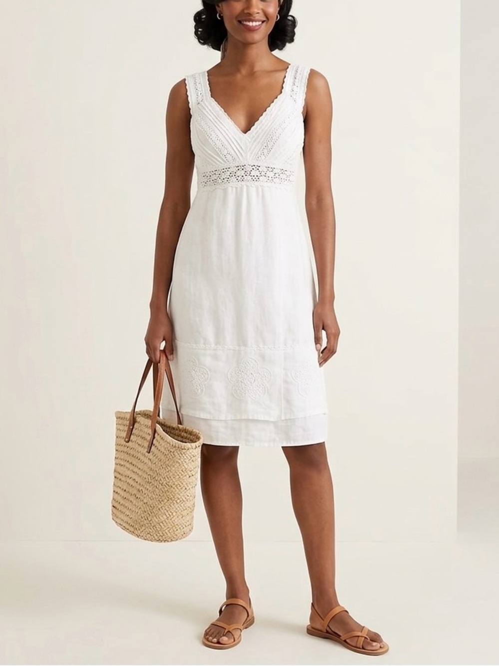 Lilly Pulitzer Womens Vintage White Label 100% White Linen Sundress, sz 0
